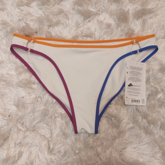 Athleta Other - Athleta white swim bottoms with colored edges sz M